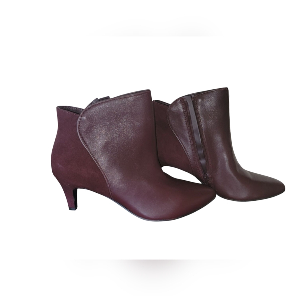 Alfani Harpper l Malbec Leather Dark Mauve 2.5" Heel Women Boots Size 7.5 M - Picture 3 of 12
